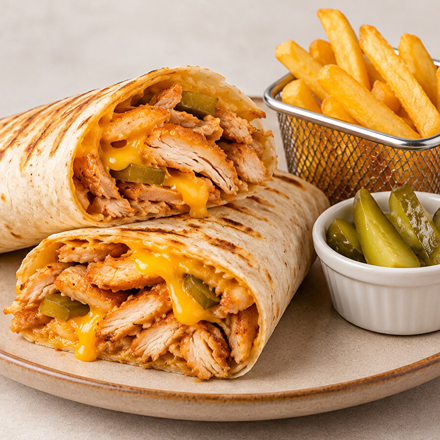 Tavuk Dönerli Cheddarlı Wrap